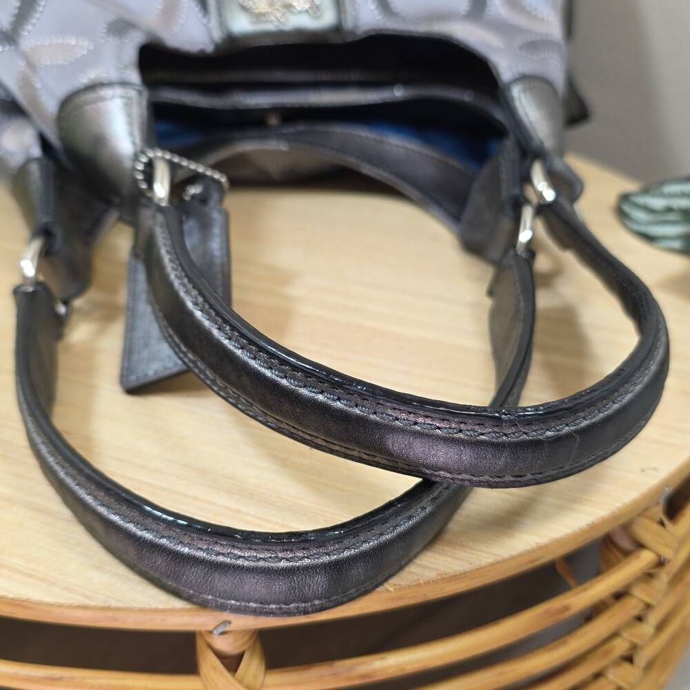 Coach Madison Gray Dotted Op Art Jacquard Metallic Shoulder Bag F1276-21215 - Picture 13 of 16